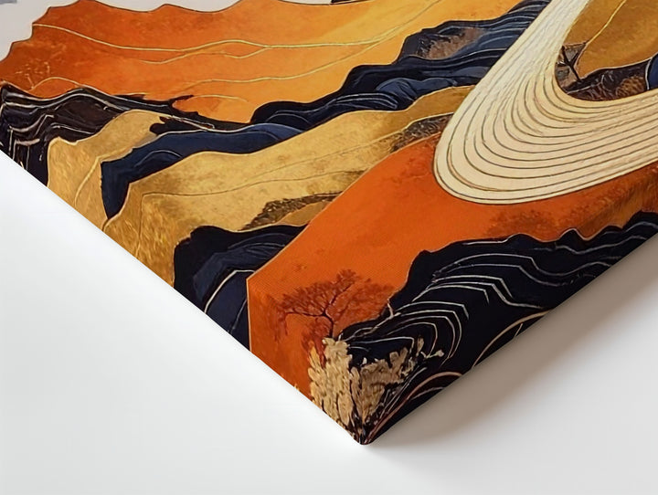 Golden Path Twilight Canvas – Abstract Japanese Landscape with Minimalist Mystery - Gifitto