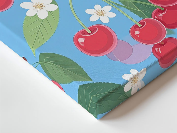 Minimalist Cherry Illustration Canvas – Playful Red Cherries with Green Stems - Gifitto
