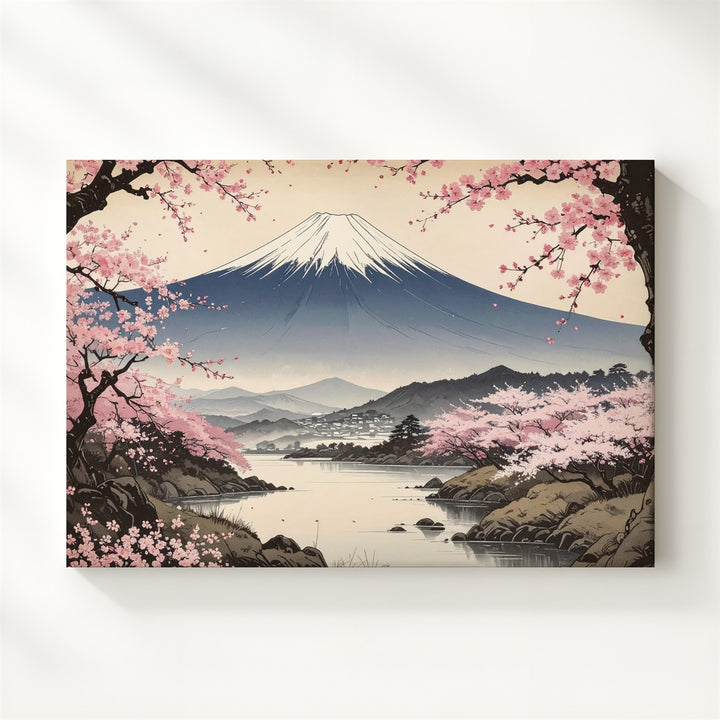 Sakura Framed Fuji Canvas – Classic Ukiyo-e Style Cherry Blossom Landscape - Gifitto