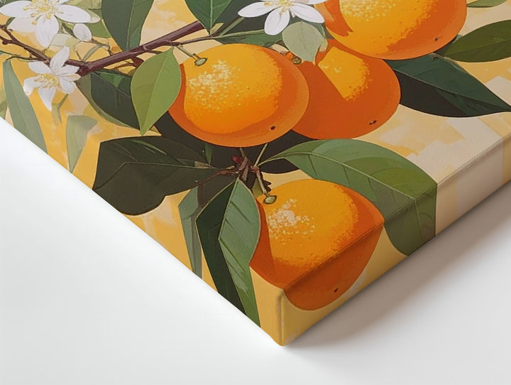 Citrus Grove Pattern Canvas – Seamless Vector Oranges with Green Leaves & Blossoms - Gifitto