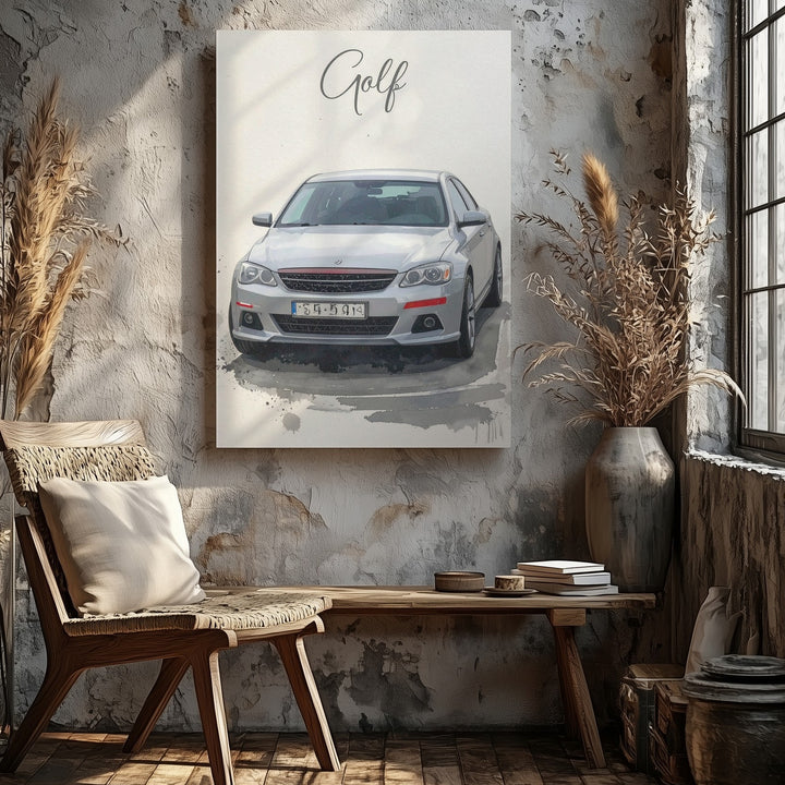 Volkswagen Golf GTI Watercolor Canvas – Iconic Sports Car Art - Gifitto