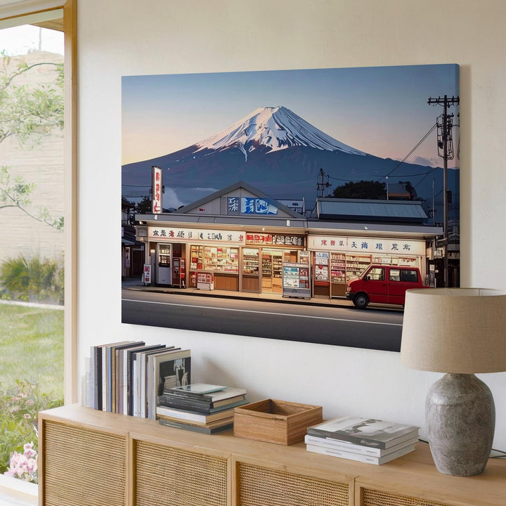 Mount Fuji & Lawson Twilight Canvas – Modern Japan Meets Timeless Tradition - Gifitto