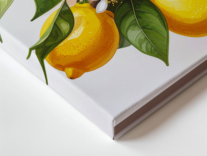Watercolor Lemon Branch Canvas – Botanical Illustration with Citrus Blossoms - Gifitto