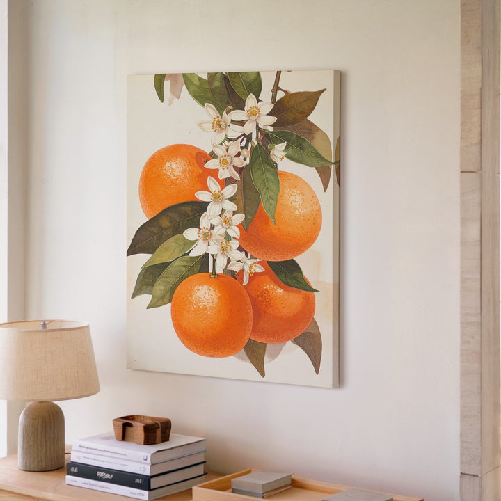Botanical Orange Cluster Canvas – Lifelike Illustration with Citrus Blossoms - Gifitto