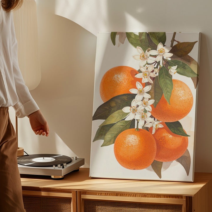Botanical Orange Cluster Canvas – Lifelike Illustration with Citrus Blossoms - Gifitto