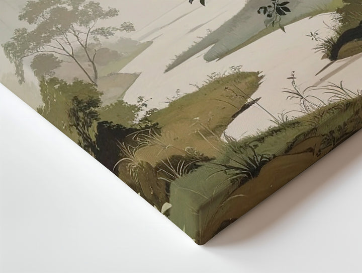 Zen Pathway Canvas – Minimalist Japanese Ink Forest in Misty Serenity - Gifitto