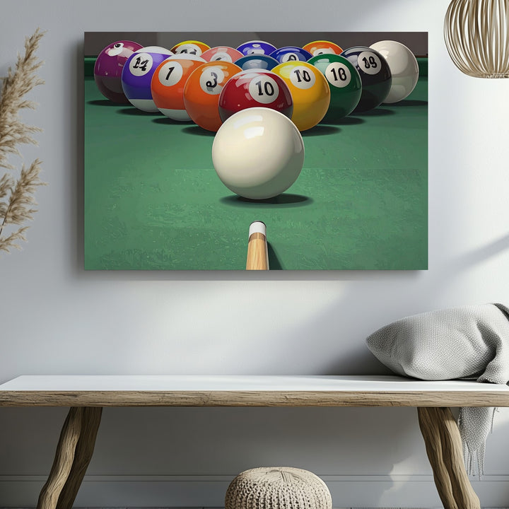 Billiards Break Canvas – Vibrant Pool Table Wall Art with Cue Ball Focus - Gifitto