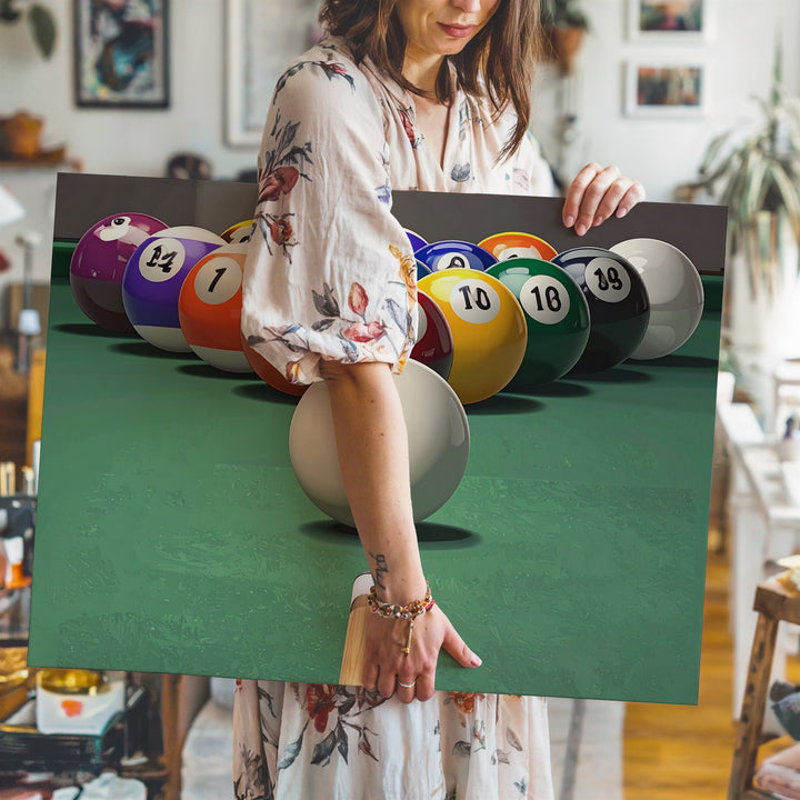 Billiards Break Canvas – Vibrant Pool Table Wall Art with Cue Ball Focus - Gifitto