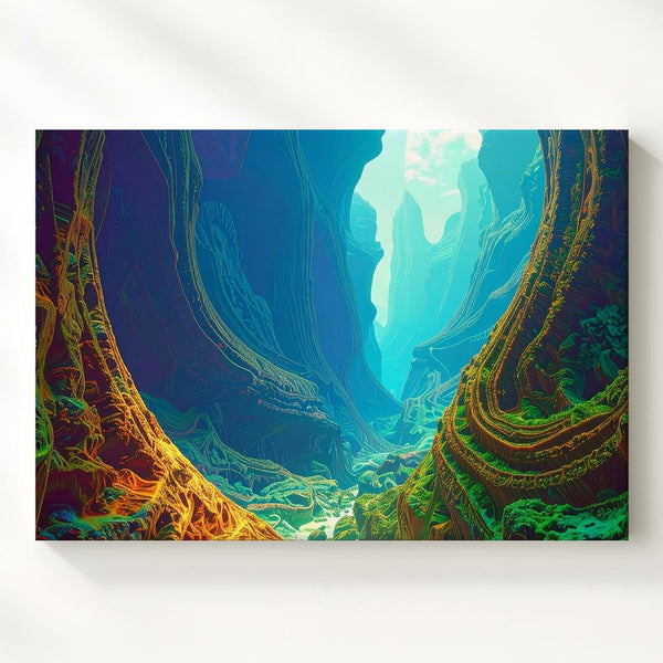 Fractal Canyon Landscape Canvas – Vivid Alien World with Dynamic Patterns - Gifitto