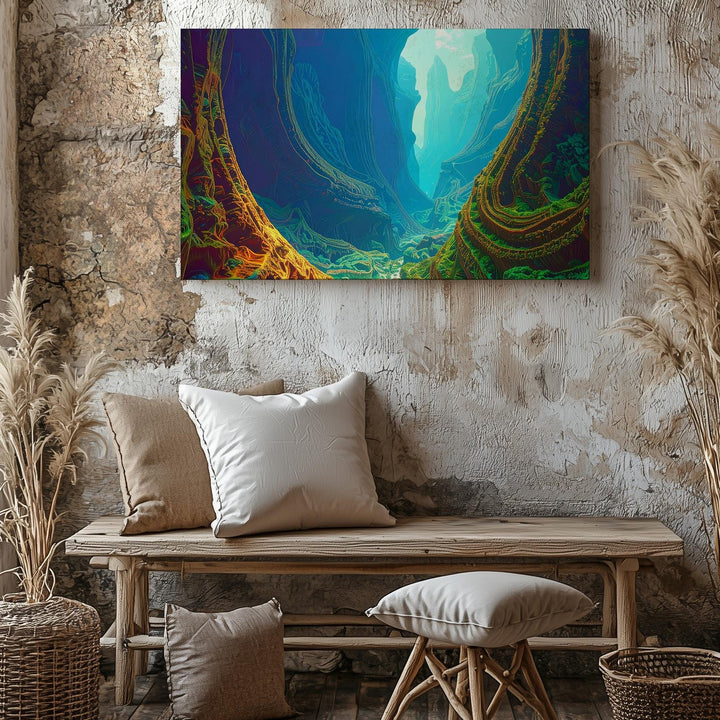 Fractal Canyon Landscape Canvas – Vivid Alien World with Dynamic Patterns - Gifitto