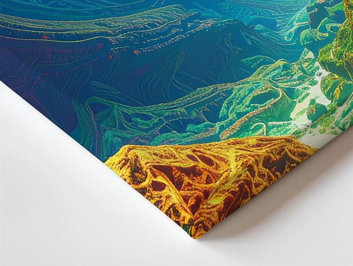 Fractal Canyon Landscape Canvas – Vivid Alien World with Dynamic Patterns - Gifitto