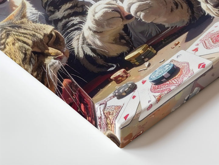 Poker Night with Cats Canvas – Hyper-Realistic Feline Poker Game Art - Gifitto