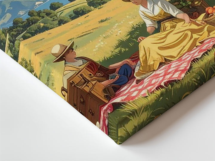 Vintage Apple Tree Picnic Canvas – Pastoral Countryside Storybook Art - Gifitto
