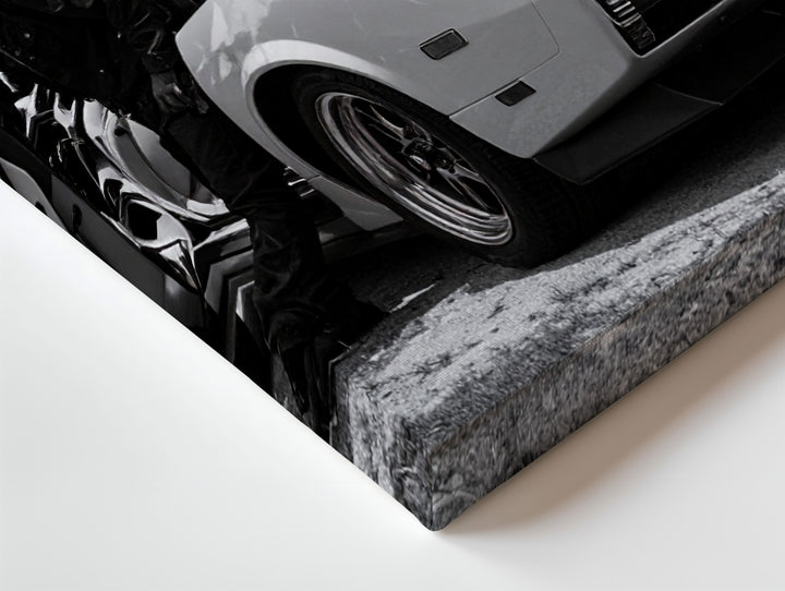 Black & White Lamborghini Countach Canvas – Iconic 80s Supercar with Open Scissor Doors - Gifitto