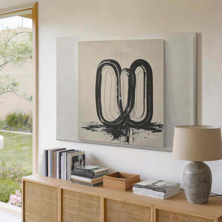 Flowing Lines Abstract Canvas – Black & White Modern Line Art - Gifitto