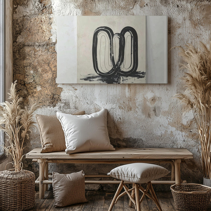 Flowing Lines Abstract Canvas – Black & White Modern Line Art - Gifitto