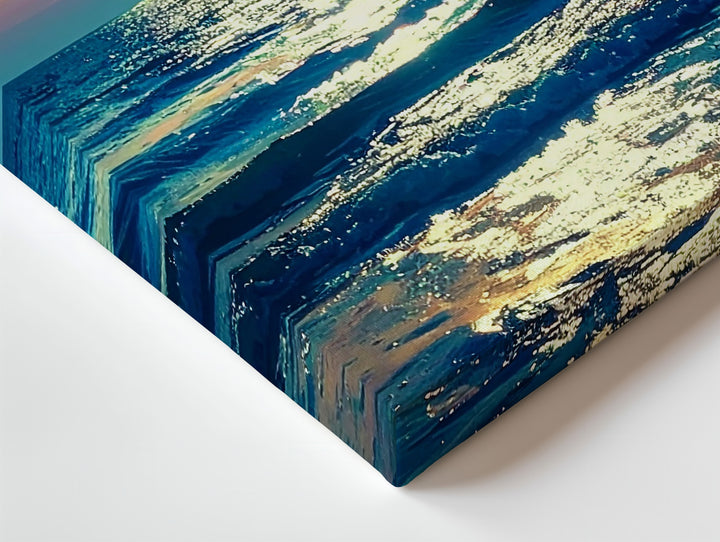 Golden Moonlight Ocean Canvas – Serene Full Moon Over Starlit Sea - Gifitto
