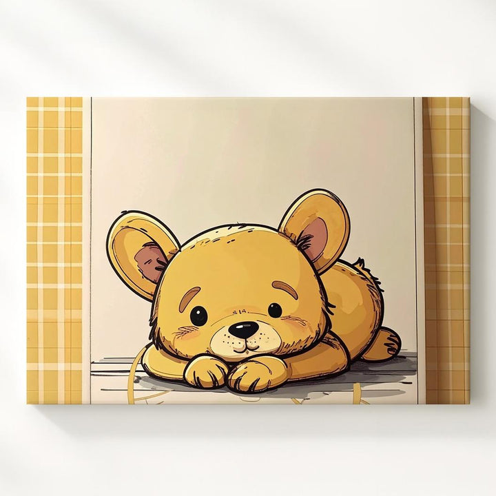 Content Winnie the Pooh Character Canvas – Vintage Nursery Wall Art - Gifitto