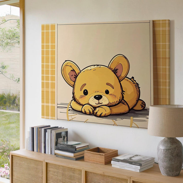 Content Winnie the Pooh Character Canvas – Vintage Nursery Wall Art - Gifitto