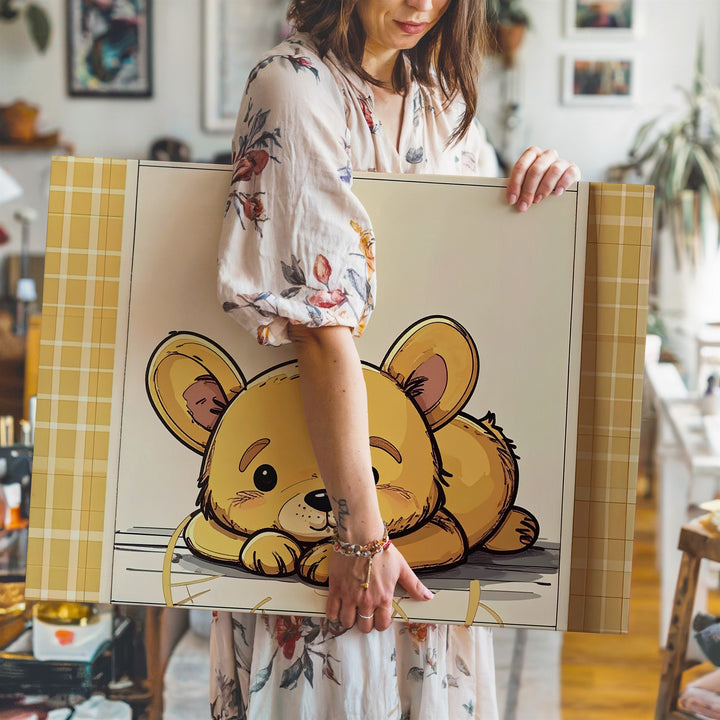Content Winnie the Pooh Character Canvas – Vintage Nursery Wall Art - Gifitto