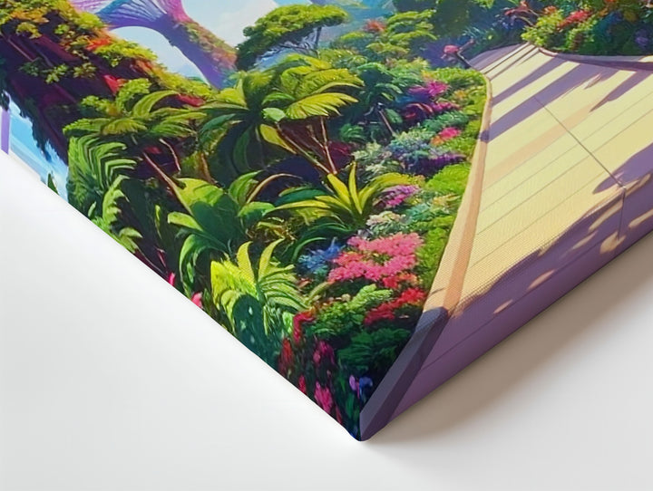 Futuristic Garden Path Canvas – Supertree Grove Fantasy Landscape Art - Gifitto