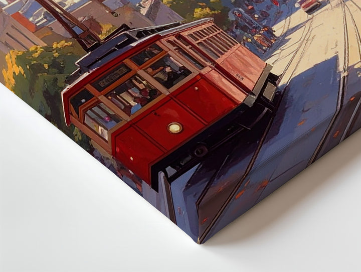 Golden Hour Cable Car Canvas – Sunlit San Francisco Hill Street Wall Art - Gifitto