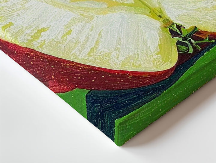 Minimal Apple Slice Canvas – Graphic Fruit Art on Vibrant Green Background - Gifitto