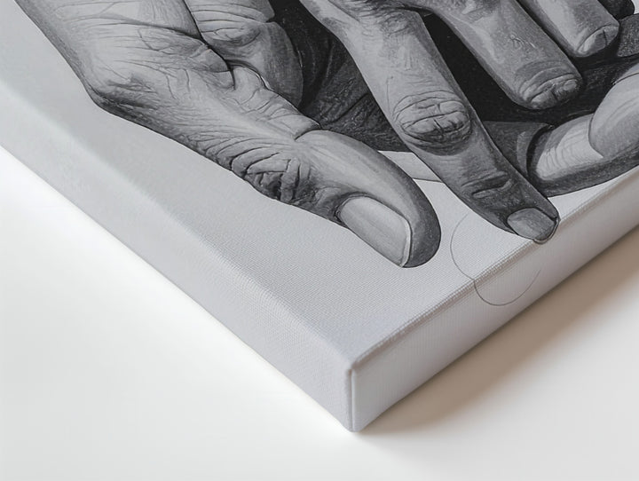 Gentle Touch Canvas – Minimalist Black-and-White Handholding Art - Gifitto