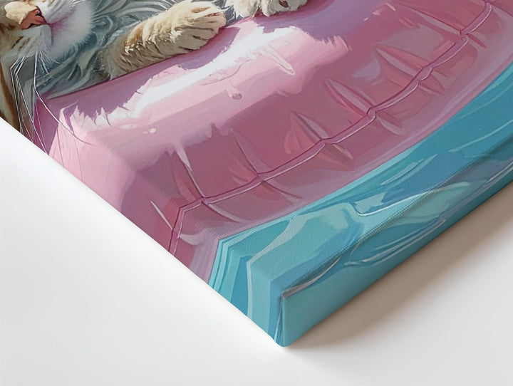 Lazy Summer Kitten Canvas – Orange Kitten on Flamingo Pool Float - Gifitto