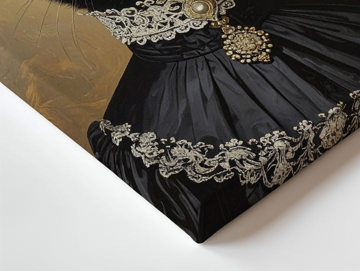 Victorian Black Cat Portrait Canvas – Regal Anthropomorphic Wall Art - Gifitto