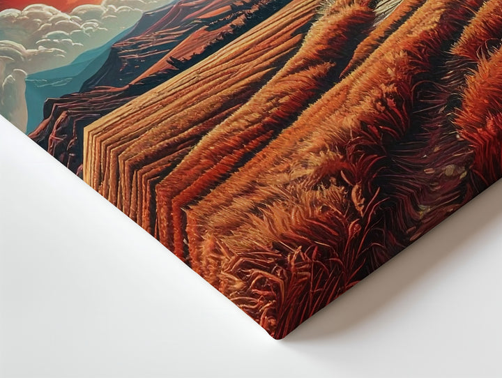 Golden Alien Field Canvas – Quaint Cabin Under Glowing Planet - Gifitto