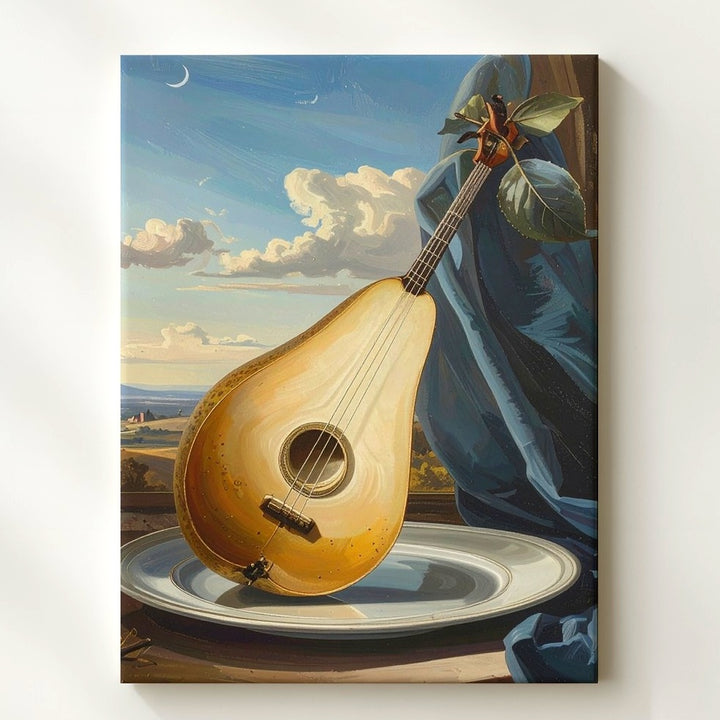 Surreal Pear Mandolin Artwork Canvas – Musical Instrument Merged with a Pear - Gifitto