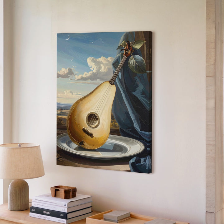 Surreal Pear Mandolin Artwork Canvas – Musical Instrument Merged with a Pear - Gifitto