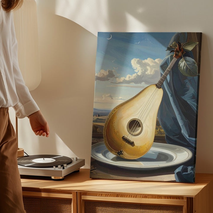 Surreal Pear Mandolin Artwork Canvas – Musical Instrument Merged with a Pear - Gifitto