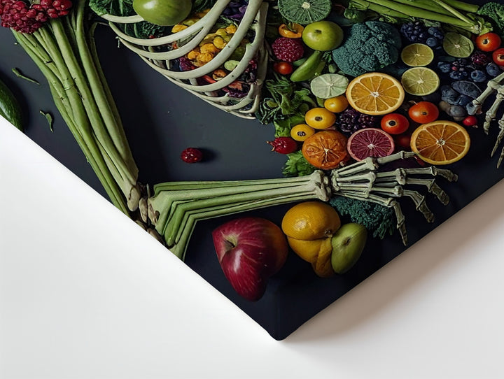 Surreal Skeleton Made of Fruits and Vegetables Canvas – Fantastical Digital Artwork - Gifitto