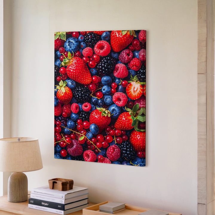 Mixed Berry Mosaic Canvas – Vibrant Photographic Composition of Summer Fruits - Gifitto