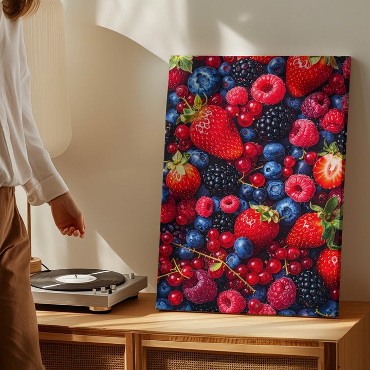 Mixed Berry Mosaic Canvas – Vibrant Photographic Composition of Summer Fruits - Gifitto