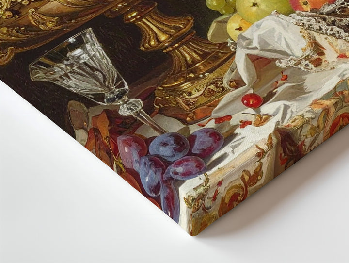 Golden Age Fruit Stand Canvas – Lavish Still Life with Baroque Elegance - Gifitto