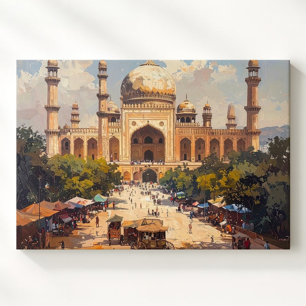 Charminar Market Scene Canvas – Historic Hyderabad Monument Wall Art - Gifitto