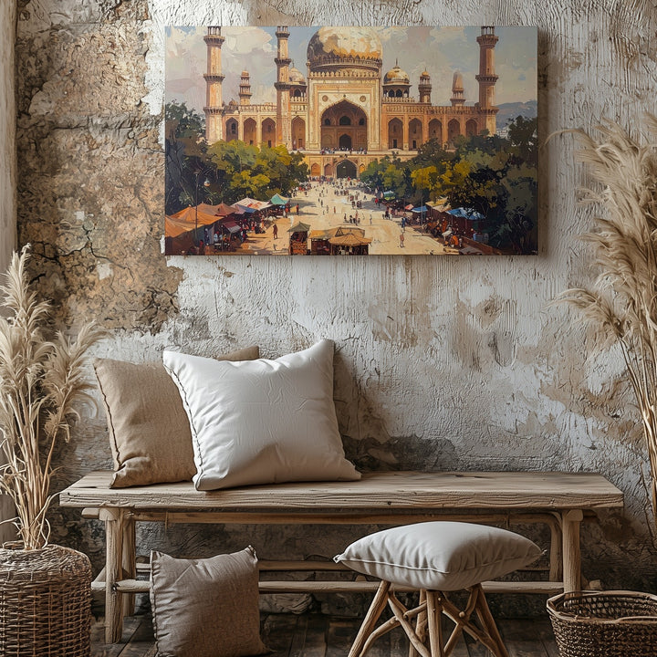 Charminar Market Scene Canvas – Historic Hyderabad Monument Wall Art - Gifitto