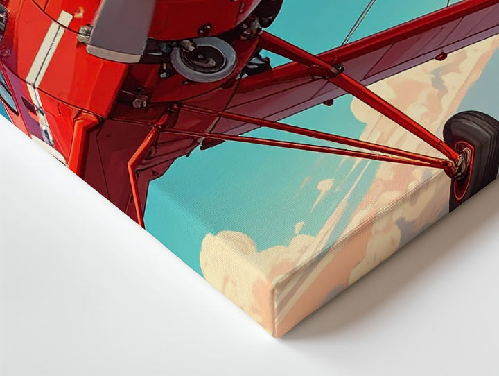 Red Biplane Adventure Canvas – Dynamic Vintage Aviation Wall Art - Gifitto