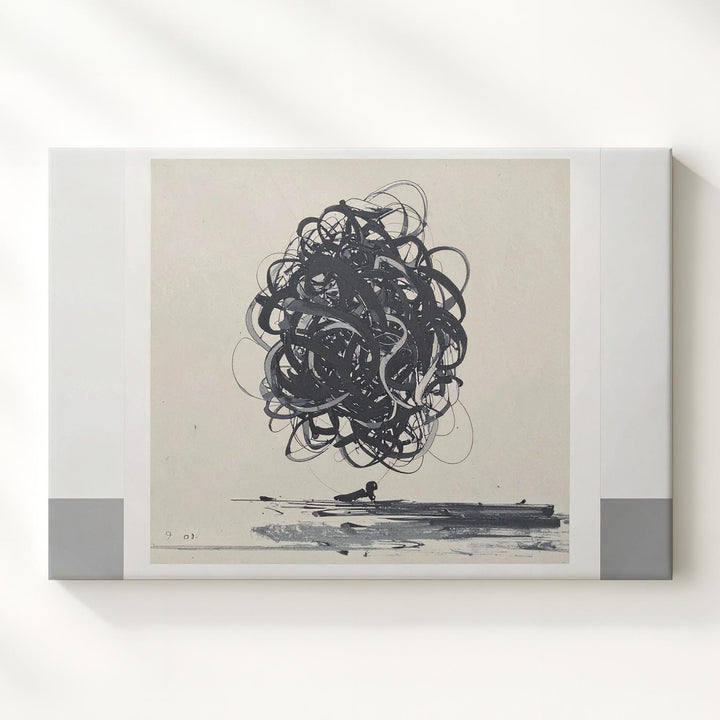 Tangled Ink Loop Abstract Canvas – Bold Black Line Art - Gifitto
