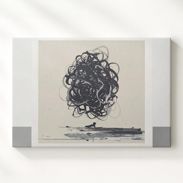 Tangled Ink Loop Abstract Canvas – Bold Black Line Art