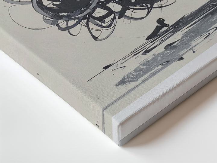 Tangled Ink Loop Abstract Canvas – Bold Black Line Art - Gifitto