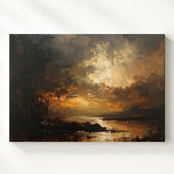 Golden Dusk Abstraction Canvas – Minimalist Atmospheric Landscape Art - Gifitto