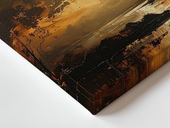 Golden Dusk Abstraction Canvas – Minimalist Atmospheric Landscape Art - Gifitto
