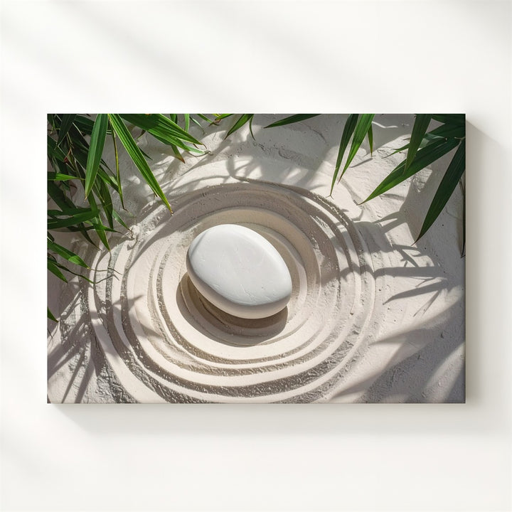 Zen Balance Canvas – Minimalist Raked Sand & Stone Wall Art - Gifitto