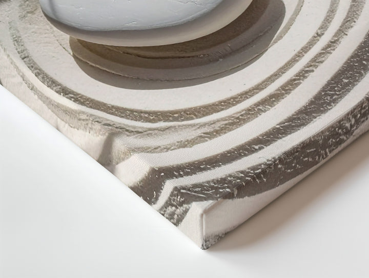 Zen Balance Canvas – Minimalist Raked Sand & Stone Wall Art - Gifitto