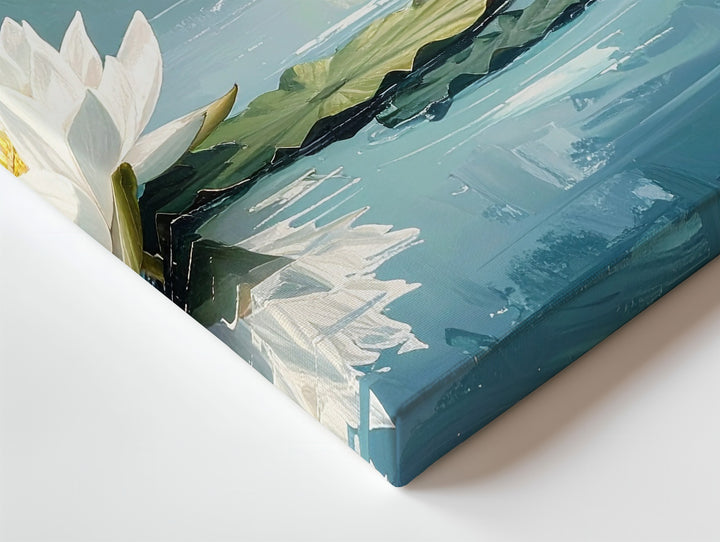 White Lotus Reflection Canvas – Minimalist Sacred Water Flower Art - Gifitto