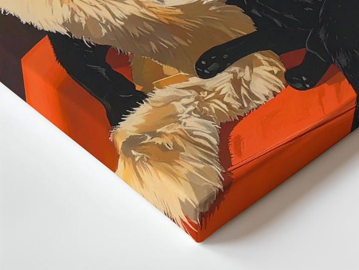Glamorous Martini Cat Canvas – Noir-Inspired Black Cat in Red Armchair - Gifitto